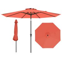 303 cm Terrasparasol Kantelbare Parasol met Zwengel & 8 Baleinen Dubbelgelaagde Tafelparasol voor Tuin Terras Zwembad Oranje