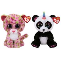 Ty - Knuffel - Beanie Buddy - Lainey Leopard & Paris Panda