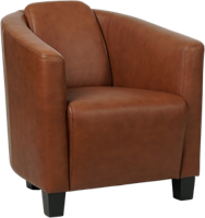 Donkercognac leren landelijke kuipstoel Press - poot hout zwart - Massif Leer Armagnac (donkercognac leer)