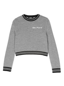 Balmain Kids sweat en laine à logo imprimé - Gris