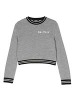 Balmain Kids sweat en laine à logo imprimé - Gris - thumbnail