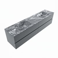 MONDIAZ VICA-DLUX 200cm badmeubel onderkast Plata 4 lades. Inbouw wastafel CLOUD dubbel zonder kraangat, kleur Lava, en spiegel model SPOT - thumbnail