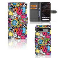 Google Pixel 7A Wallet Case met Pasjes Punk Rock