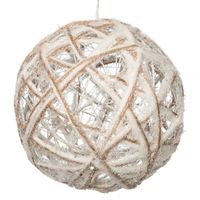 Verlichte draad bal/kerstbal -jute - D15 cm - met 10 lampjes -warm wit