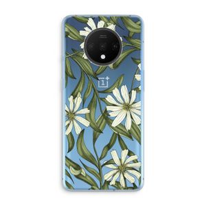 Wit bloemenpatroon: OnePlus 7T Transparant Hoesje