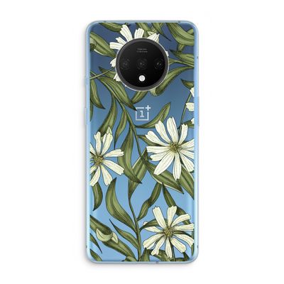 Wit bloemenpatroon: OnePlus 7T Transparant Hoesje