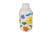 Vaas Fleur L wit/multicolor recht aardewerk