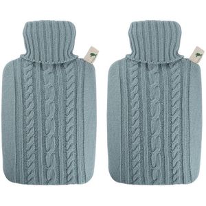 2x Luxe kruiken pastel blauw 1.8 liter met gebreide hoes