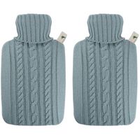 2x Luxe kruiken pastel blauw 1.8 liter met gebreide hoes - thumbnail