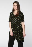 Yoek Shirt asymmetric wide bottom DOTS | Zwart | Maat 38/40 Yoek Shirt asymmetric wide bottom DOTS | Zwart | Maat 38/40