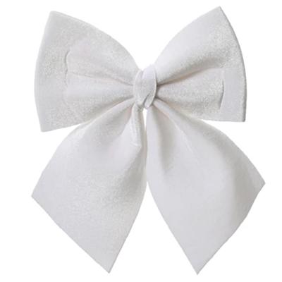Kerstornamenten strikken - 3x - velvet wit - 9 x 10 cm - kerstboomstrikjes