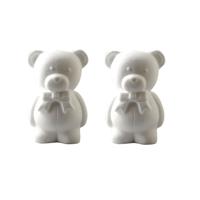 Hobby/DIY piepschuim beren/beer met strik - 2x - wit - 20 cm
