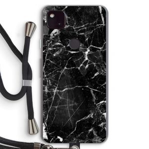 Zwart Marmer 2: Pixel 4a 5G Transparant Hoesje met koord