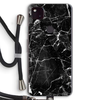 Zwart Marmer 2: Pixel 4a 5G Transparant Hoesje met koord