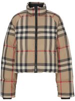 Burberry doudoune crop à motif Vintage Check - Marron