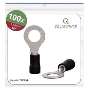 Quadrios 22C454 Ringkabelschoen Dwarsdoorsnede (max.): 4.0 mm² Gat diameter: 8.5 mm Deels geïsoleerd Zwart 1 set(s)