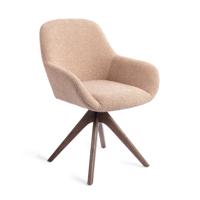 Jesper Home Eetkamerstoel 'Kushi' Revolve Oak Walnut, kleur Flax Relax