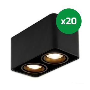LED-opbouwspot Lombardo zwart dubbele GU10