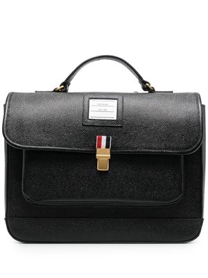 Thom Browne sac à dos en cuir grainé - Noir