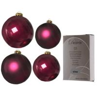 Glazen kerstballen pakket framboos roze glans/mat 38x stuks 4 en 6 cm inclusief haakjes - Kerstbal - thumbnail