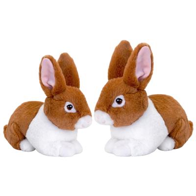 Pluche konijnen familie - bruin - moeder en kind - 25 / 18 cm - zittend - eco collectie