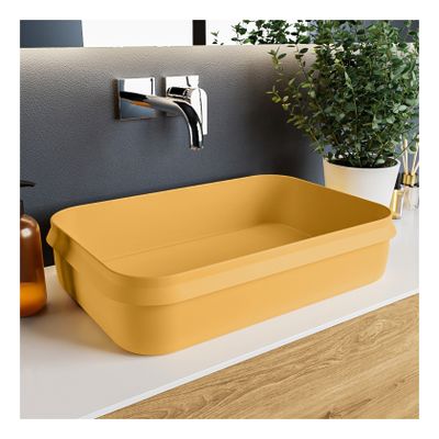 Waskom Mondiaz Arvo | 55x13x38 cm | Solid Surface | Vrijstaand | Rechthoekig | Ocher