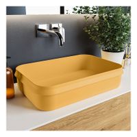 Waskom Mondiaz Arvo | 55x13x38 cm | Solid Surface | Vrijstaand | Rechthoekig | Ocher Waskom Mondiaz Arvo | 55x13x38 cm | Solid Surface | Vrijstaand | Rechthoekig | Ocher