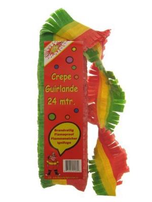 Crepeguirlande brandveilig rood/geel/groen 24mtr