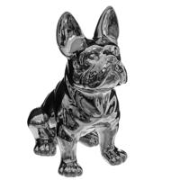 Beeldje Franse Bulldog hond Eden - 22 cm - keramiek - zilver - beeld