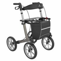 Rollator Server OS | Grote wielen | Soft banden | Champagne | Lengte: 165 - 195 cm | Met rugsteun en tas | Lichtgewicht rollator | Rehasense