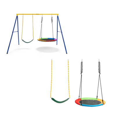 Dubbele Schommelset met Twee Extra Schommels voor Patio Speeltuin Achtertuin Schommel voor Twee Kinderen met 4 Schommels