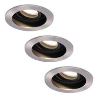 Set van 3 Mesa LED inbouwspots - GU10 4 Watt 345 Lumen - 4000K neutraal wit - Dimbaar - verzonken - Rond - Kantelbaar - IP20 Voor binnen - RVS
