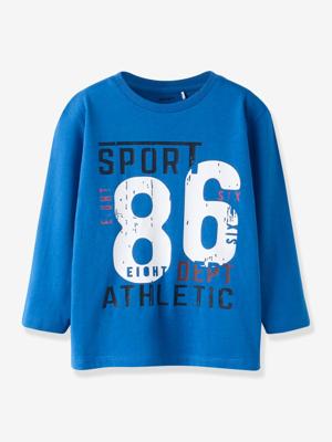 T-shirt met lange mouwen voor jongens NAME IT Boxy-Fit middenblauw