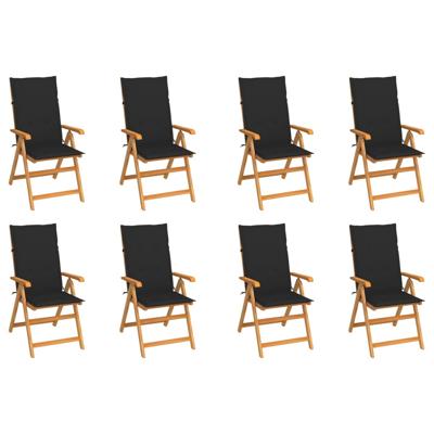 Tuinstoelen 8 st verstelbaar met kussens massief teakhout