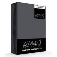 Zavelo Hoeslaken Velours Antraciet - Fluweel Zacht - 30 cm Hoekhoogte - Rondom Elastiek - Velvet -Lits-jumeaux (190/2... - thumbnail