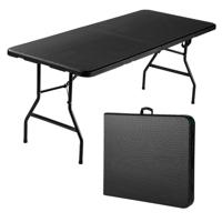 Bardi Rotan Look Inklapbare Campingtafel 180 x 75 cm. Zwart - 6 tot 8 Persoons - thumbnail