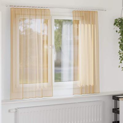 Gordijnen met lussen 2 st 140x140 cm zand