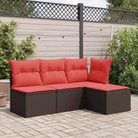 Tuinkruk met kussen 55x55x37 cm poly rattan bruin