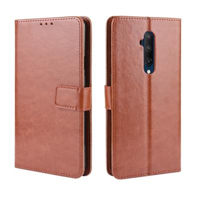 Voor OnePlus 7T Pro retro Crazy Horse textuur horizontale Flip lederen draagtas met houder & kaartsleuven & fotolijstjes (bruin)