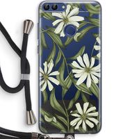 Wit bloemenpatroon: Huawei P Smart (2018) Transparant Hoesje met koord