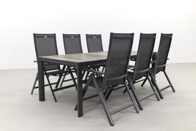Hartman Napoli/Kings verstelbare tuinset antraciet - 220x100 cm. - Keramiek tafelblad