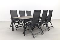Hartman Napoli/Kings verstelbare tuinset antraciet - 220x100 cm. - Keramiek tafelblad