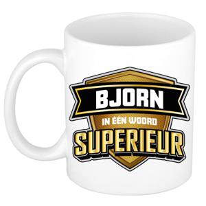 Naam mok Bjorn - wit - Superieur - keramiek - 300 ml - cadeau collega beker