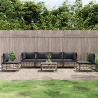 7-delige Loungeset met kussens poly rattan antracietkleurig