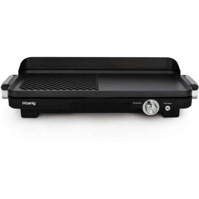 Hkoenig grx330 - dubbele zones plancha - 50x25cm - 1800W - anti -adhesive onthullende - grill turbo -functie - verstelbare thermostaat