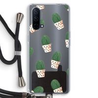 Cactusprint roze: OnePlus Nord CE 5G Transparant Hoesje met koord