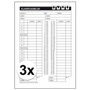 3x Klaverjassen scoreblok A5