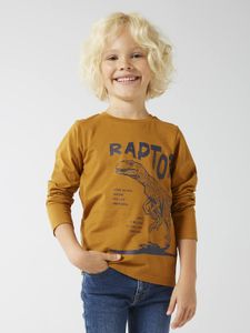 Basics T-shirt met lange mouwen voor jongens met een speels of grafisch motief okergeel