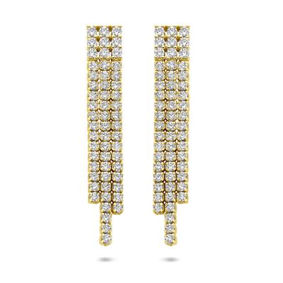 Verguld Zilveren Oorhangers Geel met Zirkonia - 36mm - 925 Zilver