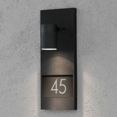 Modena wandlamp huisnummer met verlichting mat zwart 7655-750 fitting GU10 Konstsmide